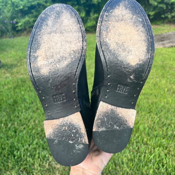 FRYE Melissa Button 2 Black Tall Leather Inside Zip Riding Boots Size 7.5 B - Picture 5 of 8